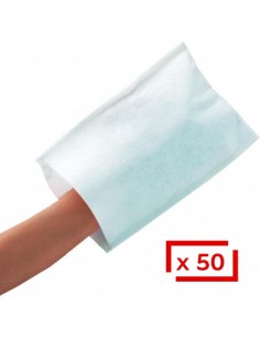 Gants de toilette jetables 21 x 15,5 cm (sachet de 50)
